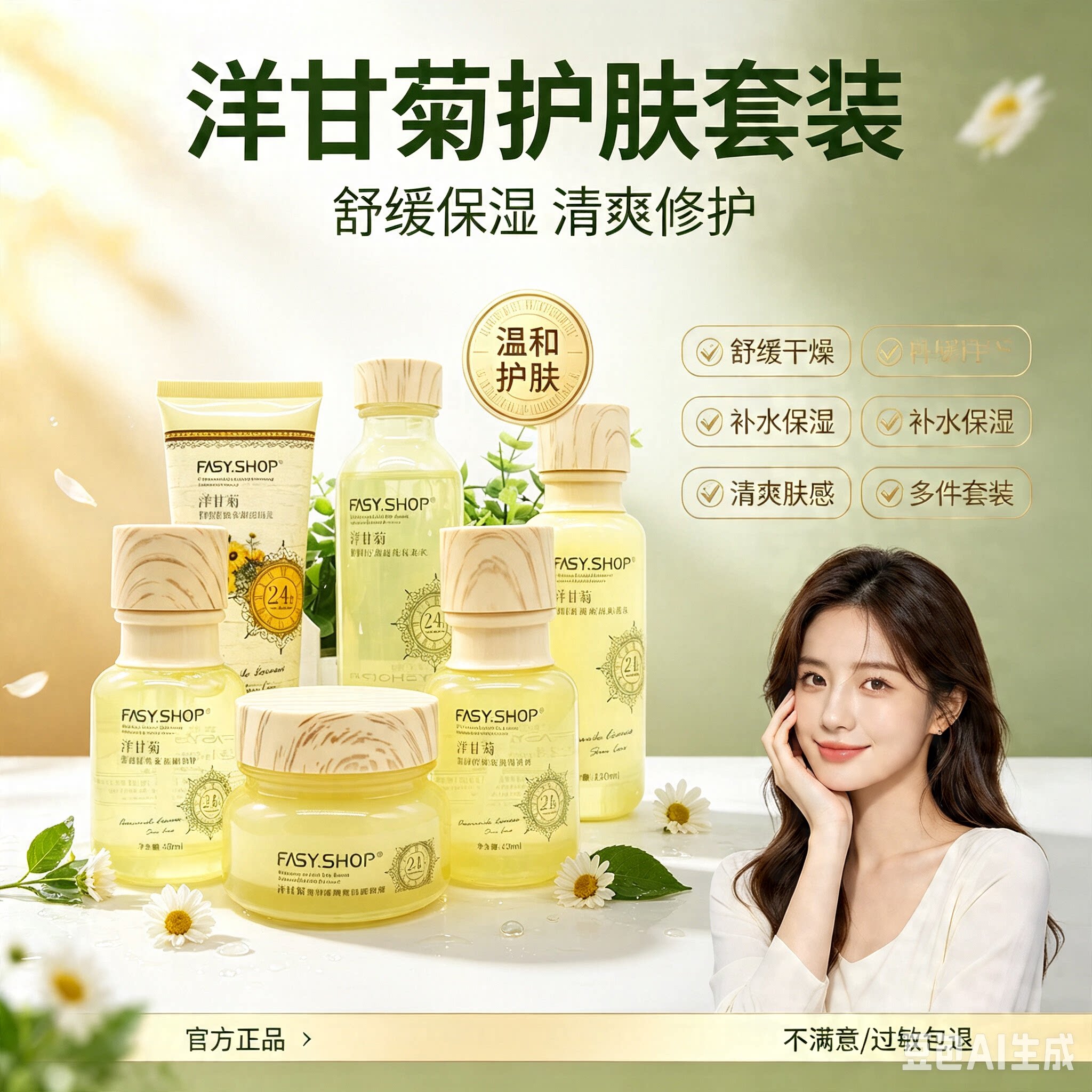 正品洋甘菊护肤品套组正品敏感肌肤专用保湿保湿修护水乳液全套化