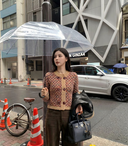 女装撞色复古圆领长袖网红时尚百搭针织衫HBT0908