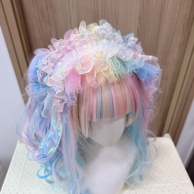 Fairykei风梦幻彩虹星星纱发带decora彩色发带