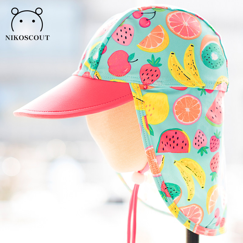 儿童游泳防晒帽女童遮阳帽沙滩大檐防紫外线夏天沙滩护颈大沿帽子