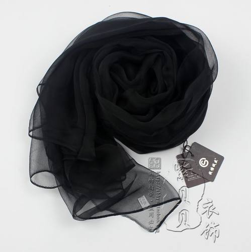 杭州黑色百搭风春秋女士长款丝巾