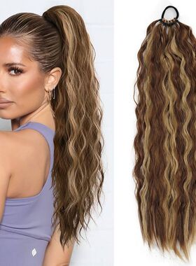 外贸编发24英寸水波纹马尾11根辫子假发日常佩戴DIY卷发马尾辫子