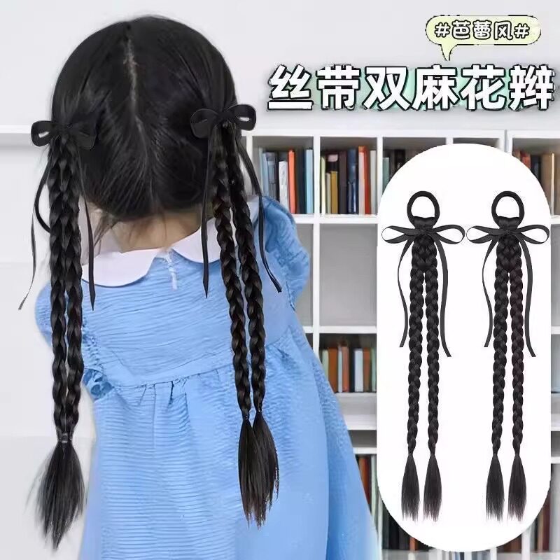儿童假发辫马尾麻花小辫子可爱女童芭蕾风蝴蝶结拳击辫双马尾假发