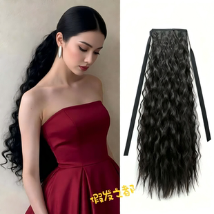 绑带美式玉米须爆炸头高马尾假发走秀发型婚纱新娘造型玉米烫卷发