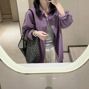 秋季韩系纯棉衬衫女2026新款廓形显瘦设计感防晒长袖衬衣外套ins