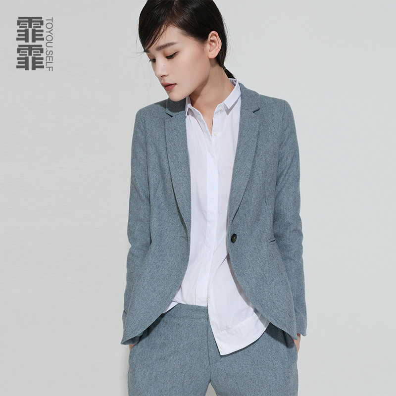 霏霏毛呢小西装2024春秋新款通勤外套修身长袖休闲职业短外套女士