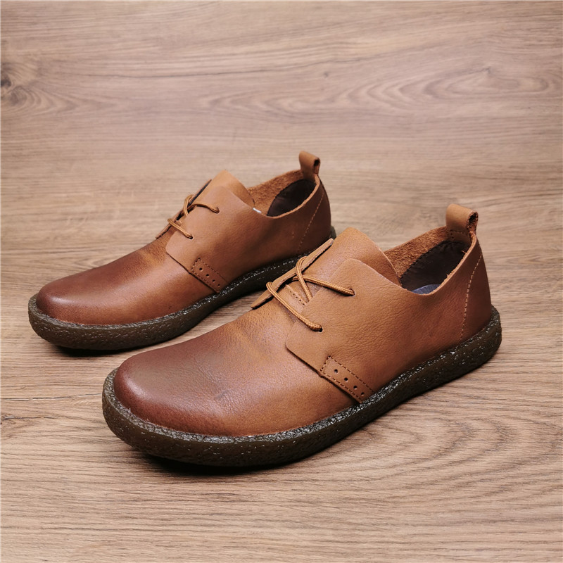 软底防滑圆头百搭春秋牛皮休闲鞋