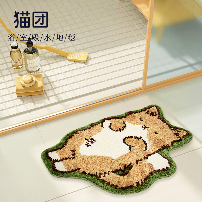 卡通猫咪浴室地垫卫生间厕所门口吸水脚垫子防滑卫浴毛绒地毯卧室