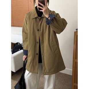 日韩秋冬季大码夹棉棉服风衣胖MM宽松显瘦小个子中长外套开衫女