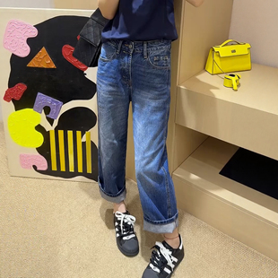 梨型身材窄版直筒牛仔裤女2025年新款小个子高腰显瘦九分法棍裤子