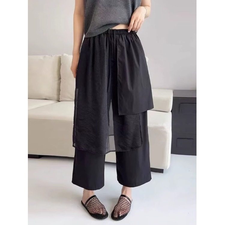 胖MM弹力腰围设计感叠穿阔腿裤直筒裤2025夏新大码百搭九分裤薄款,女装/女士精品,休闲裤,淘宝优惠券,粉丝福利购,淘宝优惠卷