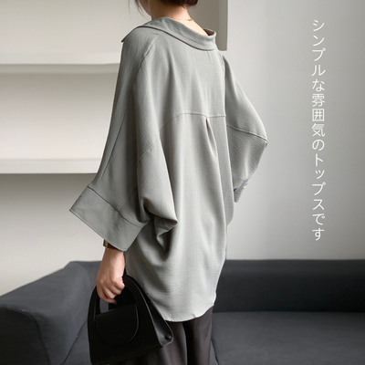 日系跨境外贸2025夏装翻领宽松显瘦大码胖MM休闲百搭纯色衬衫上衣