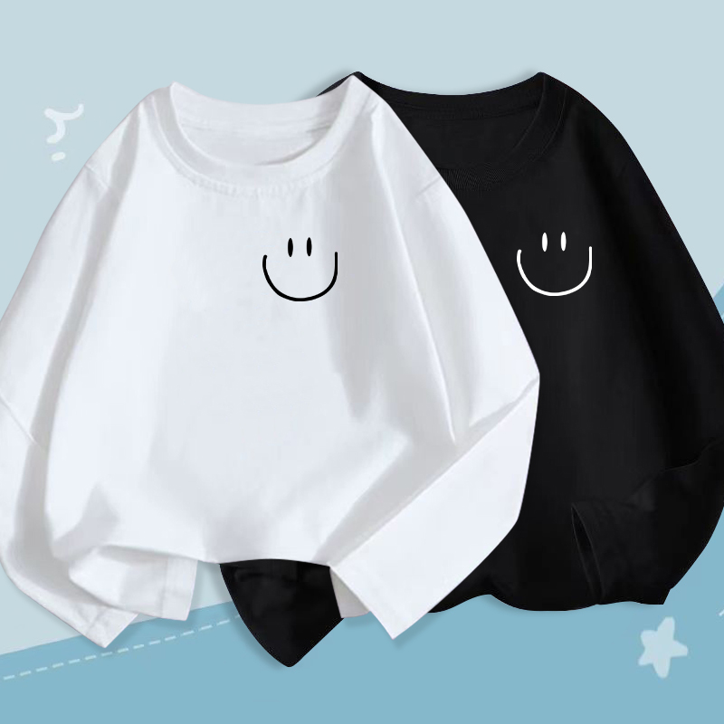 圆领休闲长袖卡通印花纯棉T恤女