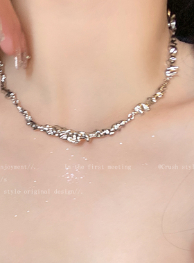 纯欲辣妹~不规则锡纸项链女夏季