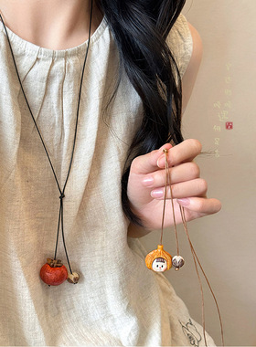 新中式柿子挂件长款项链女民族风