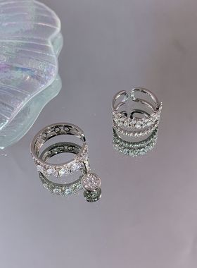 法式锆石流苏锁扣戒指轻奢女