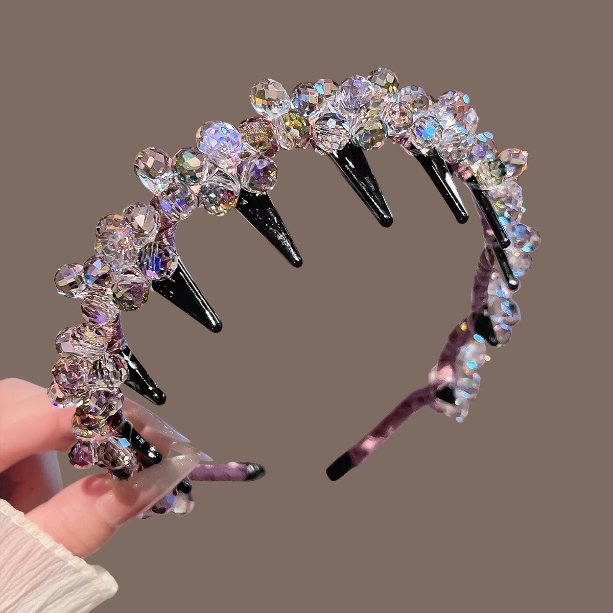 轻奢精致炫彩水晶带齿发箍女韩版洗脸防滑头饰发梳碎发头箍发饰