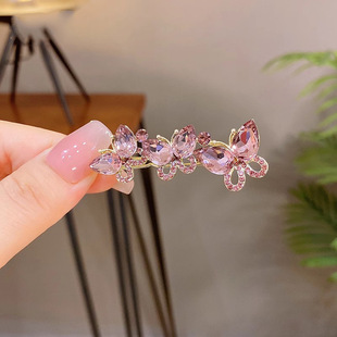 紫水晶蝴蝶青蛙扣边夹女前额碎发夹子高级感刘海夹侧边夹发卡头饰
