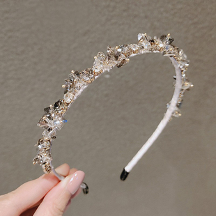 韩国东大门仿水晶奢华发箍复古法式优雅细头箍外出百搭宴会发卡