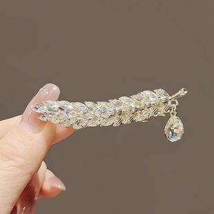 水晶麦穗鸭发夹嘴夹侧边刘海夹吊坠头饰高级感发饰百搭少女碎发卡