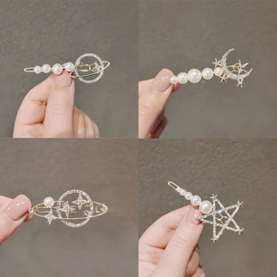 日系新品发夹刘海顶夹少女日月星发饰简约侧边刘海边夹青蛙扣网红