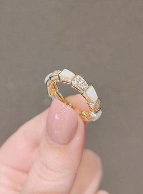 日系春夏新品贝壳戒指个性蛇骨开