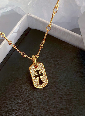 小方牌k罗心十字架项链女轻奢小