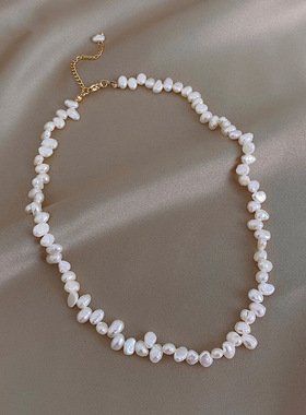 不规则天然珍珠项链女