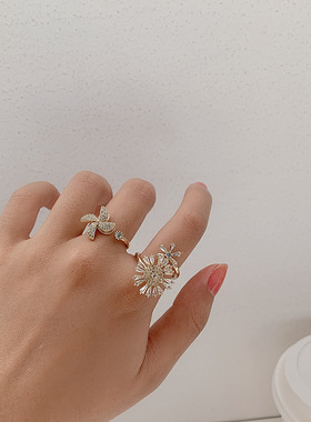 东大门雪花风车开口可调节戒指