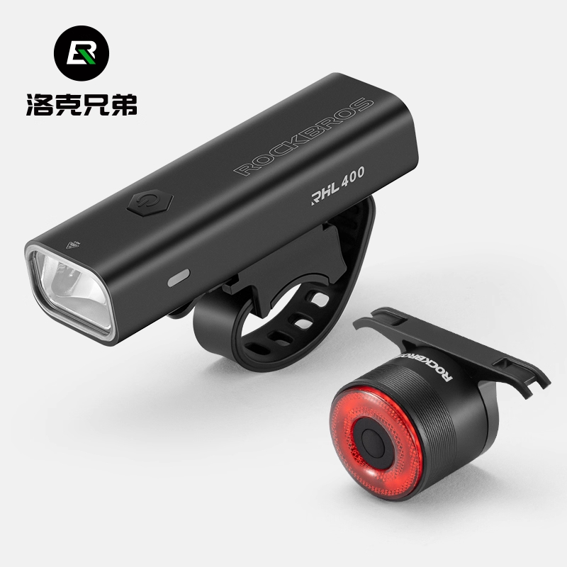 洛克兄弟自行车专用夜骑灯前灯套装山地车公路车骑行装备刹车尾灯