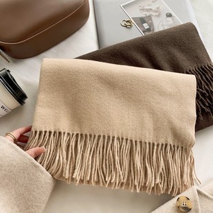 映画纯色仿羊绒围巾女冬季 加厚百搭学生披肩保暖围脖 超大日系韩版