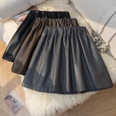 时尚 百搭PU皮半身裙女2025秋季 气质减龄高腰a字裙显瘦百搭皮短裙