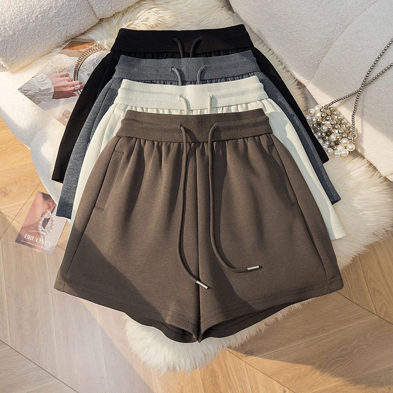 韩系居家休闲运动短裤女2025秋季新款高腰a字阔腿裤显瘦百搭靴裤