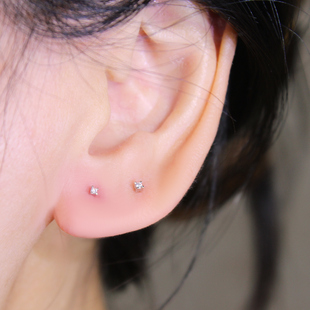 迷你小耳钉纯银超小不明显隐形耳钉1mm耳棒双耳洞耳饰精致高级女