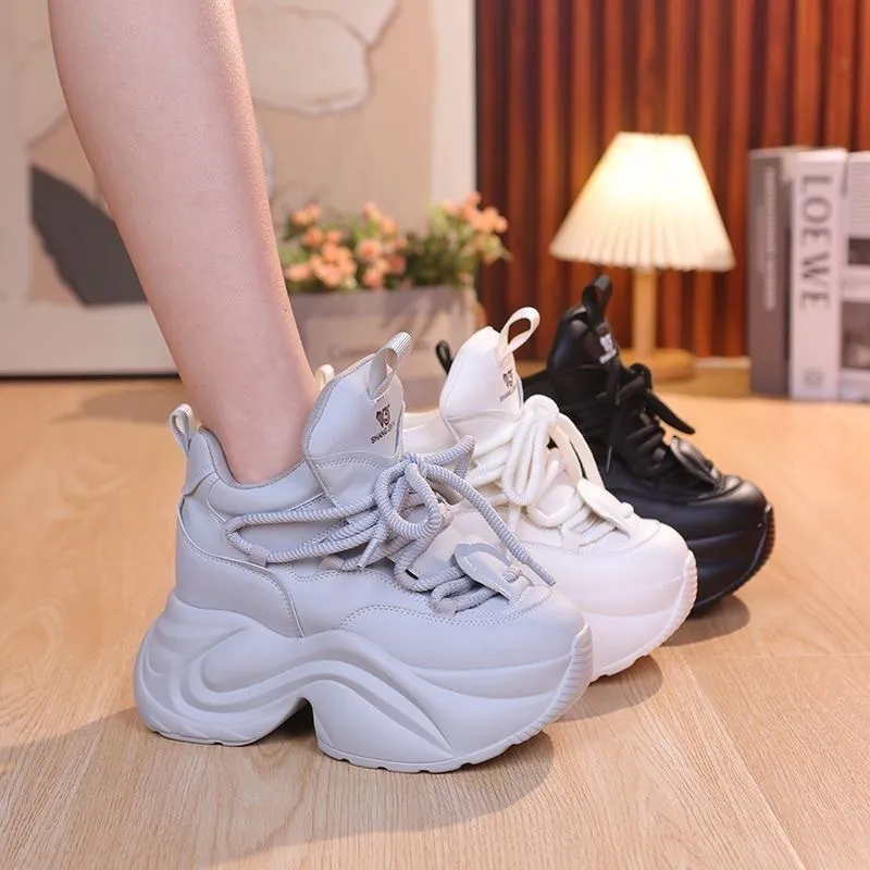 内增高8cm软底老爹鞋女2024年秋季新款加厚运动休闲厚底ins百搭