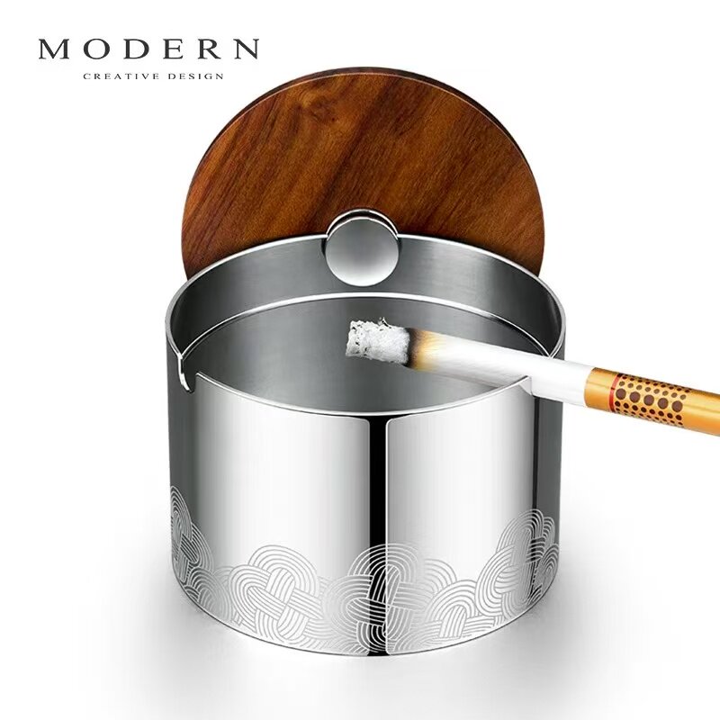 德国MODERN创意个性潮流烟灰缸防飞灰带盖中式复古封闭式时尚礼品