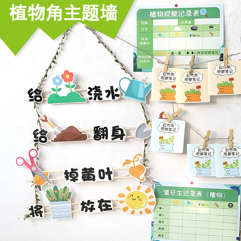 幼儿园植物角主题墙自然角种植区班级布置美工材料环创招贴展示