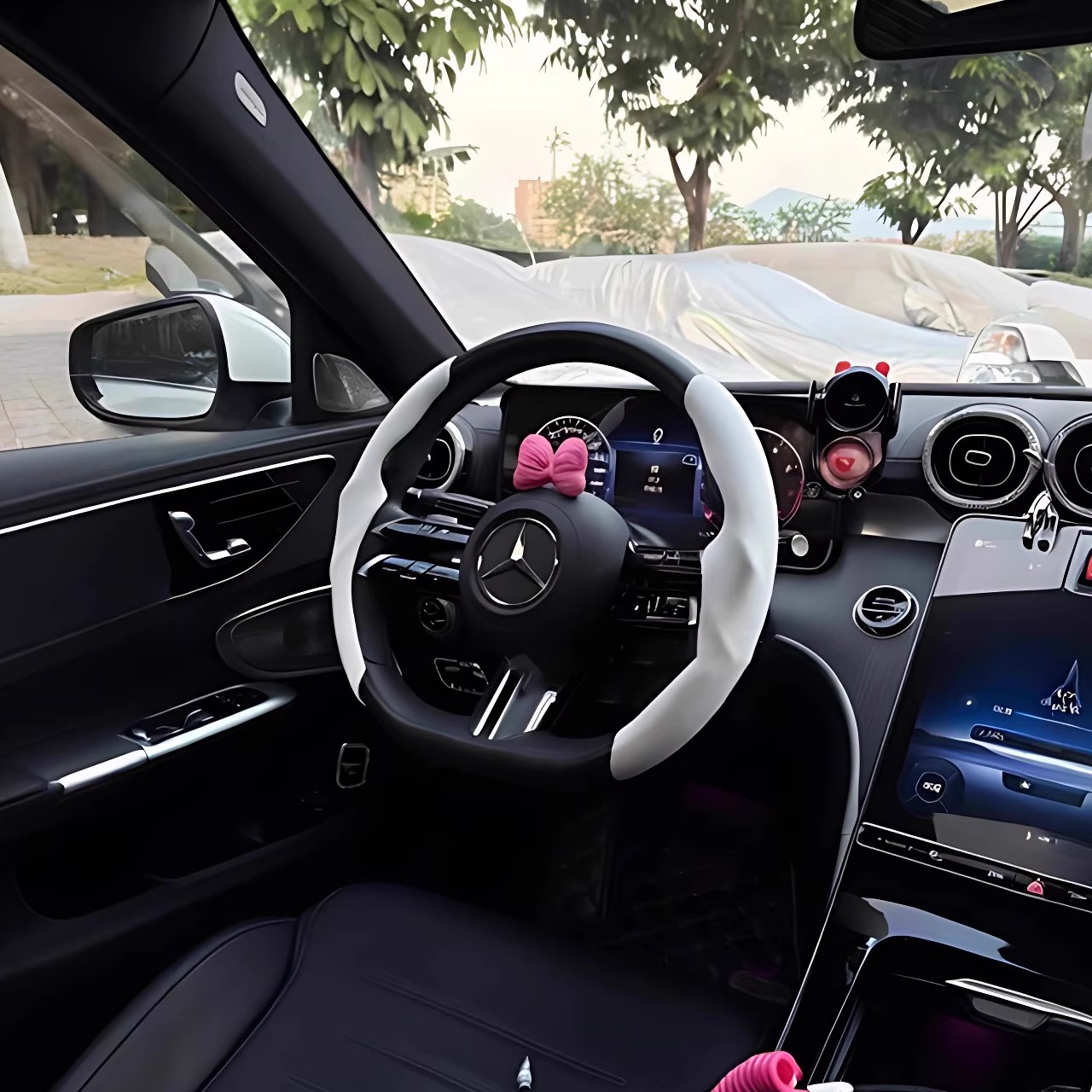 奔驰车方向盘套防滑透气四季通用