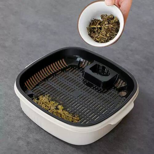 扁平茶渣桶干湿分离茶水桶功夫茶台废水桶桌底窄缝收纳茶具配件