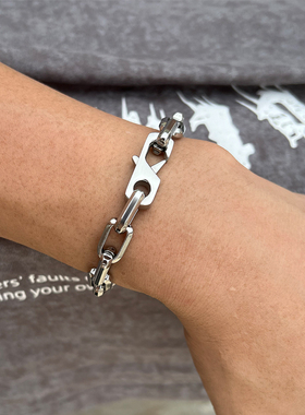 STAYSTRONG原创方形锁扣粗款古巴手链男女嘻哈潮ins钛钢刻字手饰