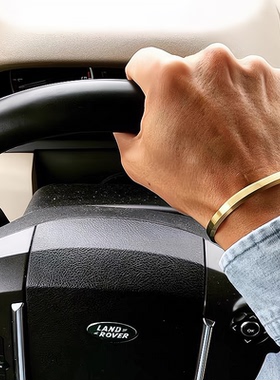 欧美极简风C手镯百搭时尚男女情侣调节开口手环定制刻字钛钢饰品