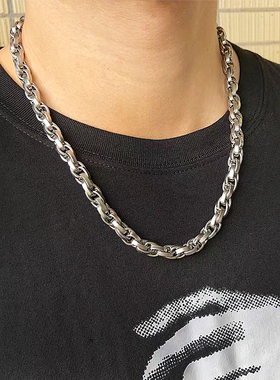 彭于晏新款情侣锁骨钛钢古巴项链