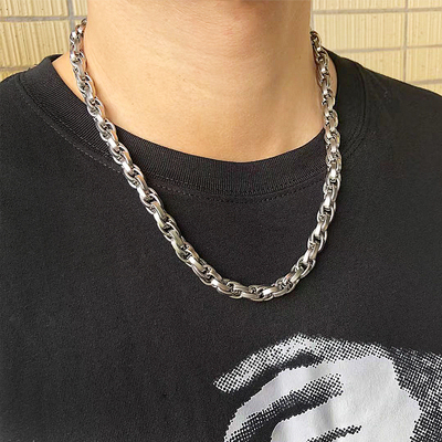 彭于晏新款情侣锁骨钛钢古巴项链