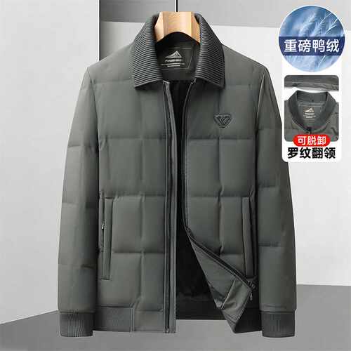 大码M7XL冬季可脱卸罗纹翻领加厚