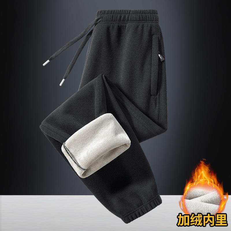 NASA官方联名中老年人加绒加厚运动裤男老人羊羔绒保暖裤子外穿爸