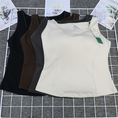 香月明美65812无痕一体杯运动内衣女美背收腰瑜伽服带胸垫背心A版