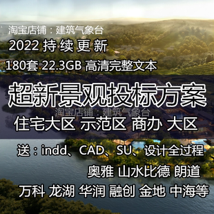 2022住宅商业新景观设计投标方案文本CAD大区示范区SU售楼处indd