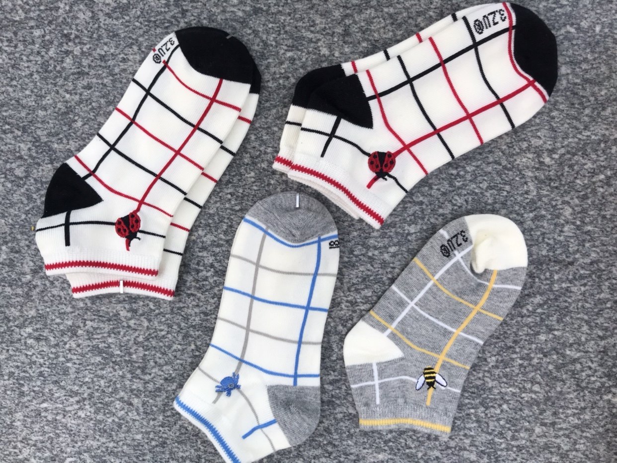 小瓢虫刺绣男童袜子5-7岁.7-9岁岁 两双