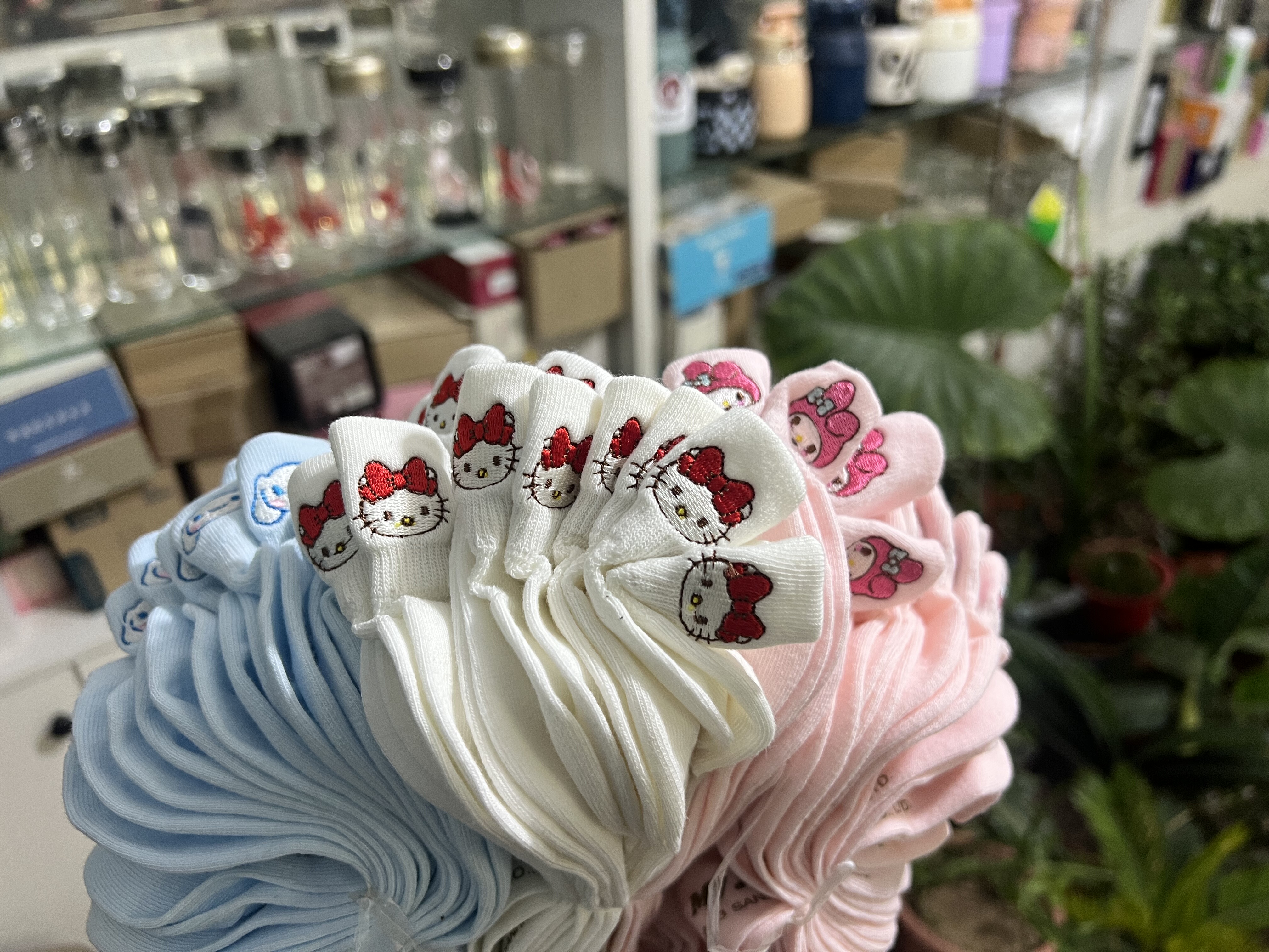 三丽鸥纯棉春夏秋纯棉女童刺绣袜子船袜31-34 35-38码