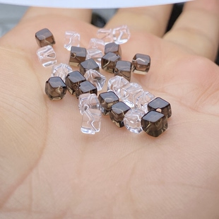 净体天然白水晶方块散珠手串手链项链茶晶对魔方冰块diy配件配饰